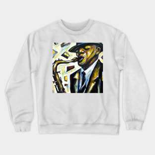 Believe in music - oil painting of saxophonist Crewneck Sweatshirt